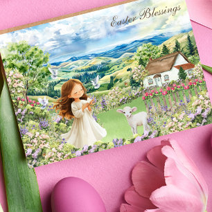 Christian Easter Blessings Lamb Holiday Card