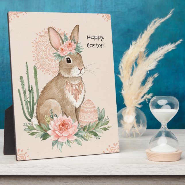 Christian Easter Bunny Boho Pastel Plaque (Side)