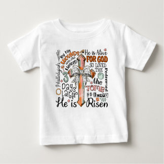 Christian Easter Cross He is Risen Baby T-Shirt