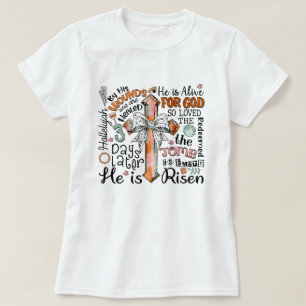 Christian Easter Cross He is Risen T-Shirt