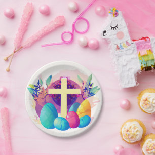 Christian Easter Cross Paper Plate