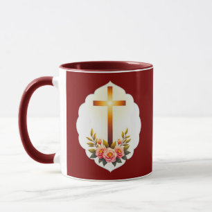 Christian Easter Cross with Flowers – caneca Mug