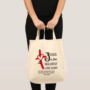 Christian Easter JESUS GREATEST LOVE John 3v16 Tote Bag