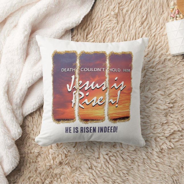 Christian Easter JESUS IS RISEN Custom Glitter Cushion (Blanket)