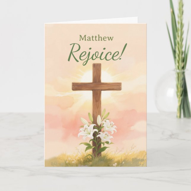Christian Easter Rejoice Personalized Name Gift Card (Front)