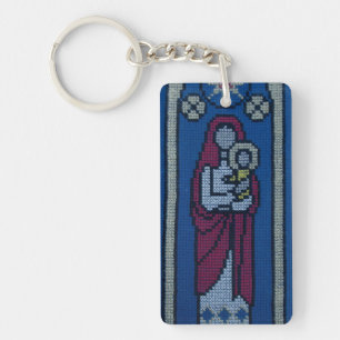 Christian embroidery key ring