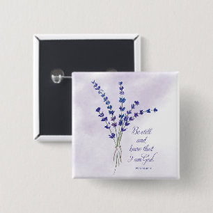 Christian Encouragement Lavender with Scripture  15 Cm Square Badge
