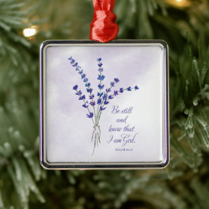 Christian Encouragement Lavender with Scripture Metal Ornament