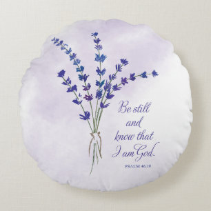 Christian Encouragement Lavender with Scripture Round Cushion