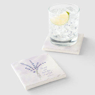 Christian Encouragement Lavender with Scripture  Stone Coaster