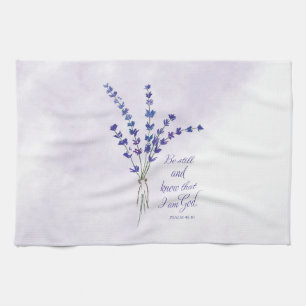 Christian Encouragement Lavender with Scripture  Tea Towel
