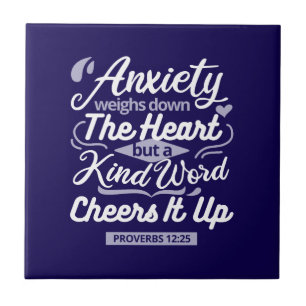 Christian Encouragement Quote – Anxiety & Kindness Ceramic Tile
