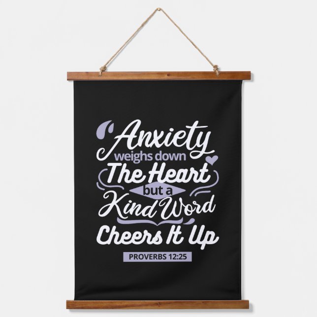 Christian Encouragement Quote – Anxiety & Kindness Hanging Tapestry (Front)