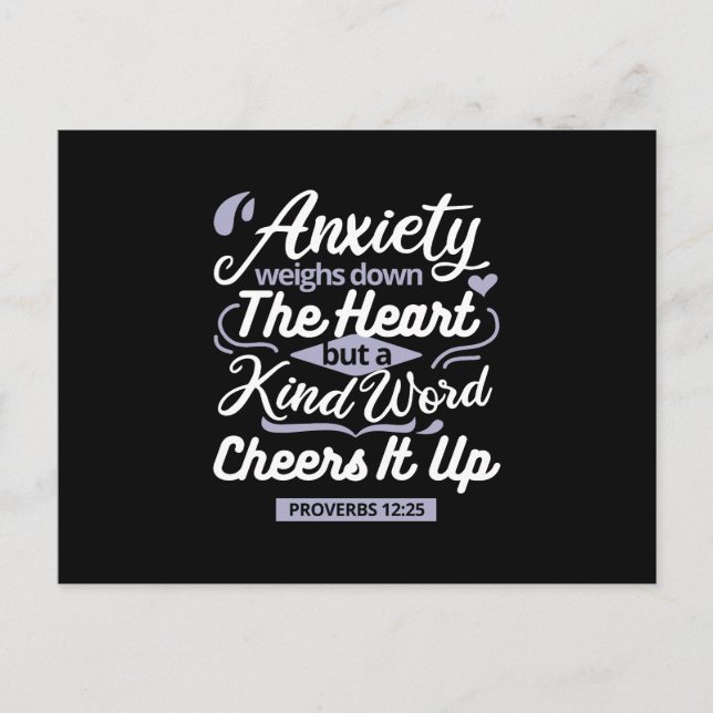 Christian Encouragement Quote – Anxiety & Kindness Holiday Postcard (Front)