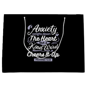 Christian Encouragement Quote – Anxiety & Kindness Large Gift Bag