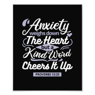 Christian Encouragement Quote – Anxiety & Kindness Photo Print