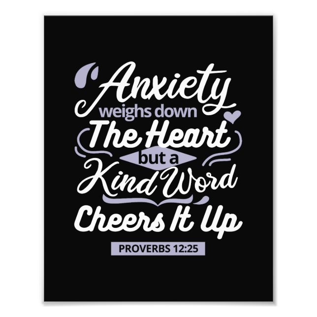 Christian Encouragement Quote – Anxiety & Kindness Photo Print (Front)
