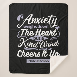 Christian Encouragement Quote – Anxiety & Kindness Sherpa Blanket