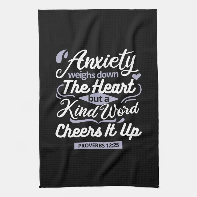 Christian Encouragement Quote – Anxiety & Kindness Tea Towel (Vertical)