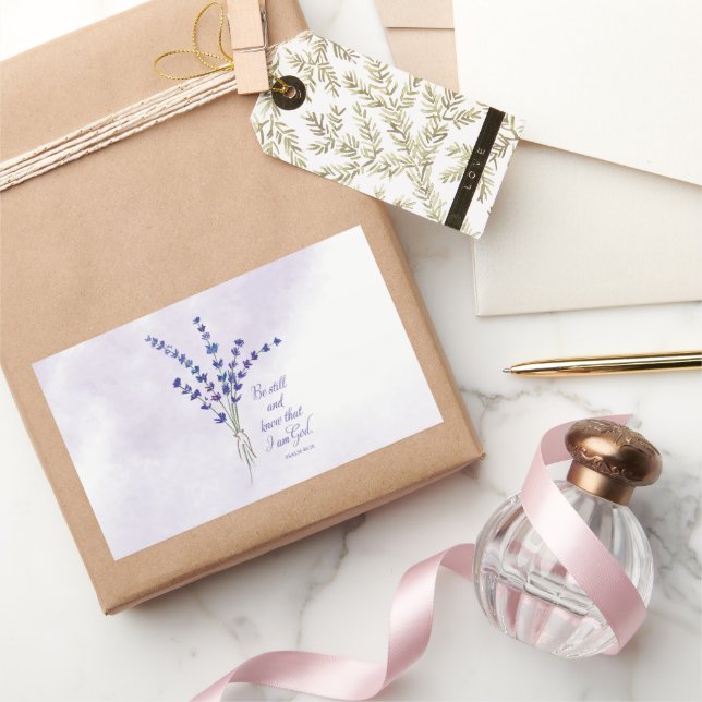 Christian Encouraging Lavender with Scripture  Rectangular Sticker (Gifting)