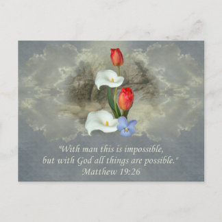 Christian Faith Art ~ Matthew 19:26 Postcard