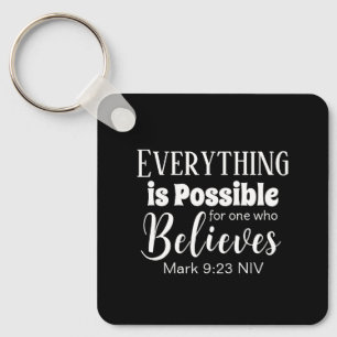 Christian Faith Bible Verse Believe Black Key Ring