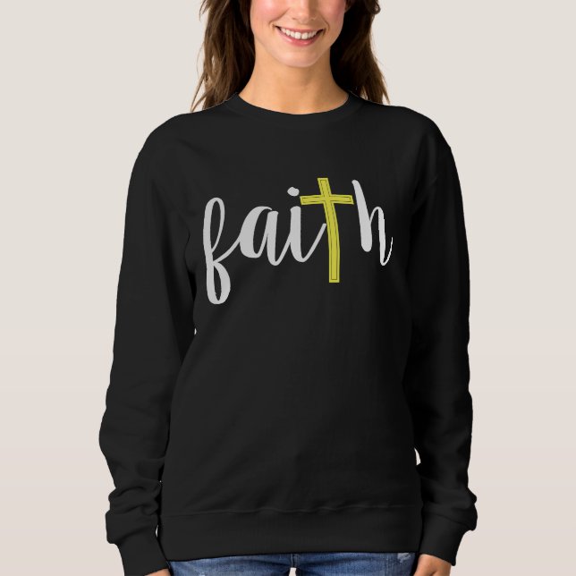 Christian Faith Cross Motif Church Bible Study Sweatshirt (Front)