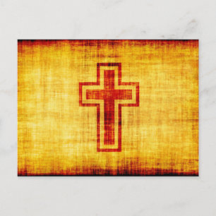 Christian Faith Cross on Parchment Paper Postcard