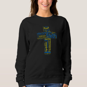 Christian Faith Cross Word Word Cloud Yellow And B Sweatshirt