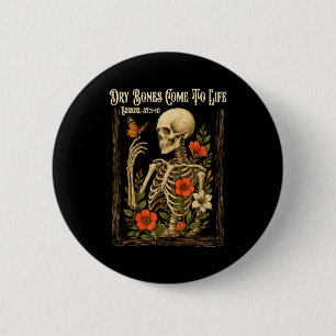 Christian Faith Dry Bones Come To Life Skeleton Fl 6 Cm Round Badge