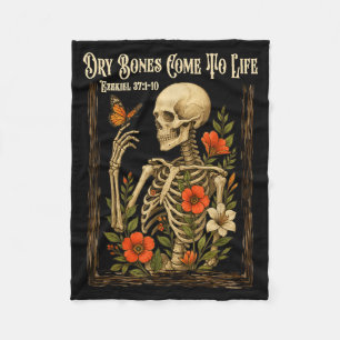 Christian Faith Dry Bones Come To Life Skeleton Fl Fleece Blanket