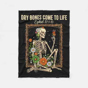 Christian Faith Dry Bones Come To Life Skeleton Fl Fleece Blanket