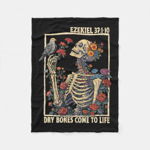 Christian faith dry bones come to life skeleton fleece blanket