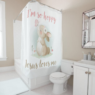 Christian Faith Girls I’m So Hoppy Jesus Loves Me Shower Curtain