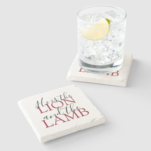 Christian Faith He Is The Lion And The Lamb Stone Coaster (Side)