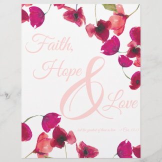 Christian Faith, Hope and Love Scripture Floral Custom Letterhead