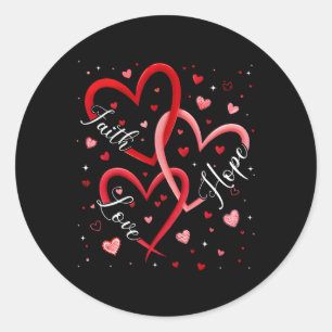 Christian Faith Hope Love Hearts Religious Valenti Classic Round Sticker