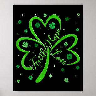 Christian faith hope love shamrock religious st poster