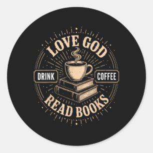 Christian Faith Jesus Books Coffee Believer Classic Round Sticker