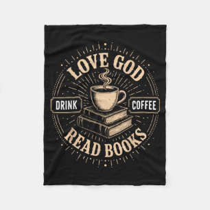 Christian Faith Jesus Books Coffee Believer Fleece Blanket