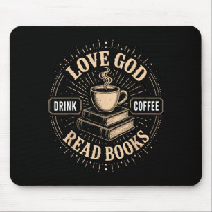Christian Faith Jesus Books Coffee Believer Mouse Pad