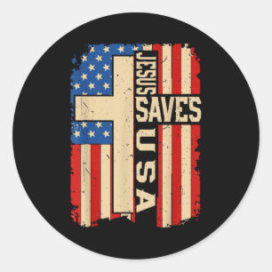Christian Faith Jesus Save Usa Patriotic American  Classic Round Sticker