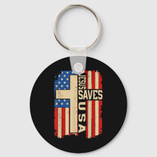 Christian Faith Jesus Save Usa Patriotic American Key Ring