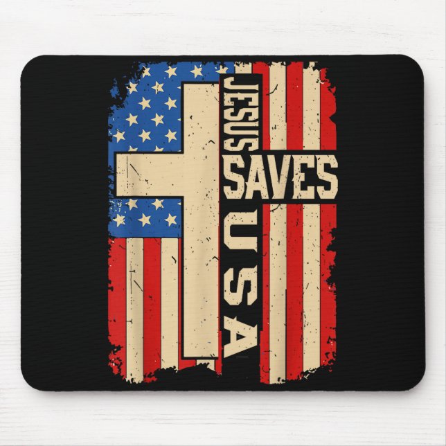 Christian Faith Jesus Save Usa Patriotic American  Mouse Pad (Front)