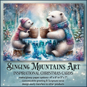 Christian Faith Polar Bear Friends Christmas Holiday Card