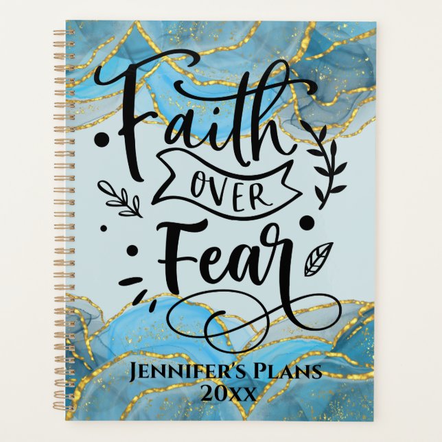 Christian Faith Quote Modern Elegant Agate Ink Planner (Front)