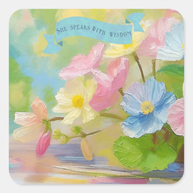  Christian Faith Quotes Mothers, Begonia Flowers Square Sticker (Front)
