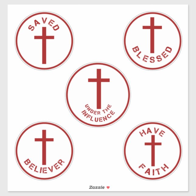 Christian Faith Typography Set 2 with Cross in Red (Sheet)
