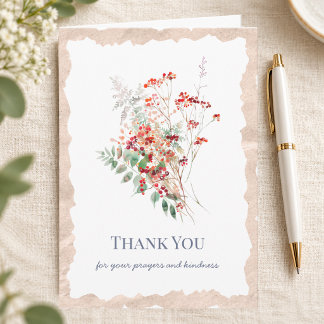 Christian Faith | Watercolor Red Botanical  Thank You Card