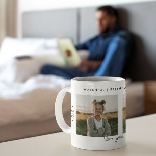 Christian Faithful Dad Gift Photo Collage Minimal Coffee Mug